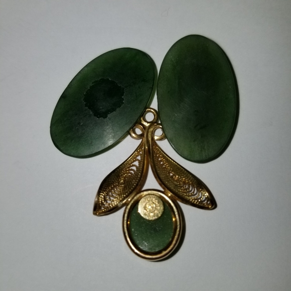 ✅#1128 Rare 3 pcs Oval Cabochon Green Jade Pendant - Picture 7 of 8